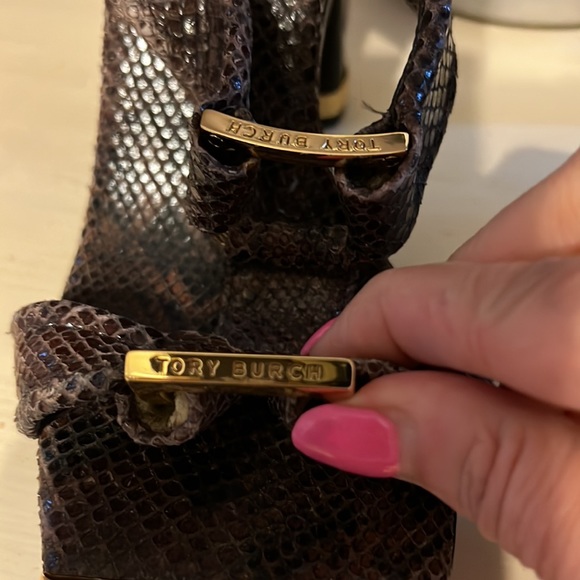 TORY BURCH SNAKESKIN CHUNKY HEELS SZ 8.5M - Picture 2 of 13